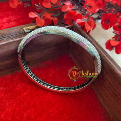 White Tone American Diamond Bracelet-Curvy-G3244