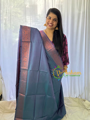 Steel Blue Grey Chinnalampattu Saree-VS564