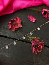 Rose Gold Daily Wear AD Stone Bracelet Chain-Blue White Flower-G4160