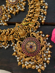 Premium AD Stone Lakshmi Pendant Short Neckpiece-G2672