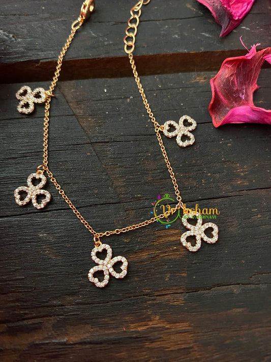 Gold Daily Wear AD Stone Bracelet Chain-Heart Flower-G4150