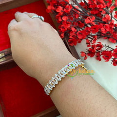 Gold Tone American Diamond Bracelet-Round-G3259