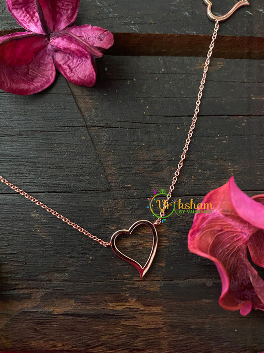 Silver Daily Wear AD Stone Pendant Chain-Heart 3 Pendants Chain- G4147