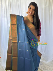 Steel Blue Chinnalampattu Saree-VS581