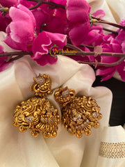 Premium AD Stone Lakshmi Temple Jhumkas -G2821