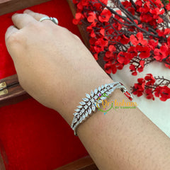 White Tone American Diamond Bracelet-Floral-G3245