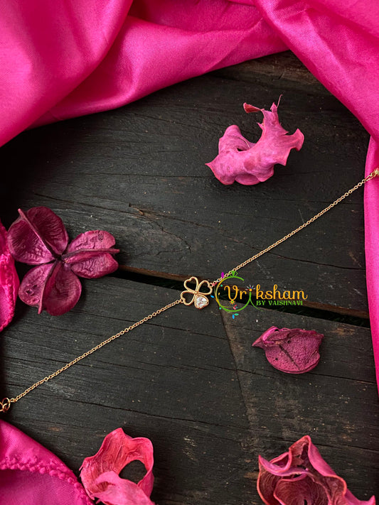 Daily Wear AD Stone Bracelet Chain-Heart Flower-Gold- G4137