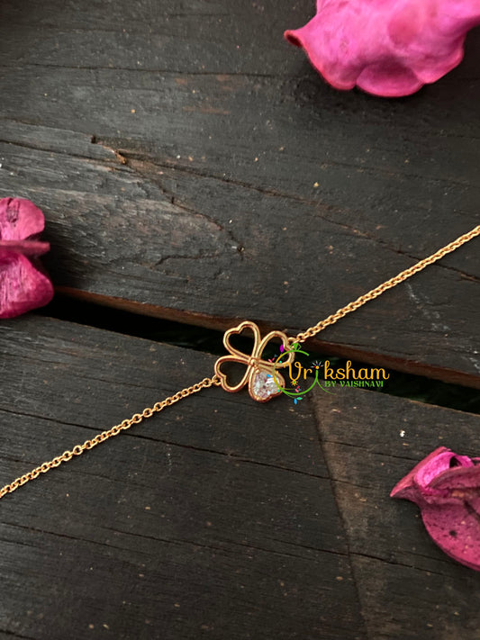 Daily Wear AD Stone Bracelet Chain-Heart Flower-Gold- G4137