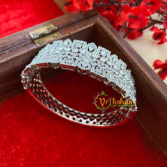 Broad White Tone American Diamond Bracelet-2-G3248