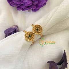 Premium AD Stone Toe Rings -Disc Flower-Green-G7514