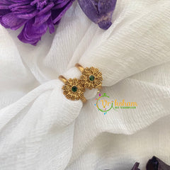 Premium AD Stone Toe Rings -Spiked Flower-Green-G7508