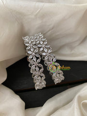 PremiumWhite Tone AD Stone Bangle-Flower-G409