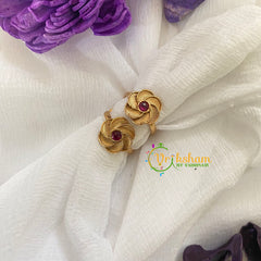 Premium AD Stone Toe Rings-Twisted Flower-Red -G7504