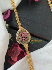 Traditional AD Stone Mogappu Chain-Red Green White-Tilak-G4215