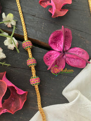 Traditional AD Stone Mogappu Chain-Green Red-Round 1-G4217