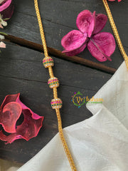 Traditional AD Stone Mogappu Chain-White Red Green-Round 1-G4218