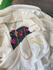 Traditional AD Stone Mogappu Chain-Red White-Peacock Sangu-G4220