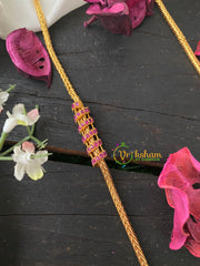 Traditional AD Stone Mogappu Chain-Red- Small Spiral-G4226