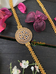 Traditional AD Stone Mogappu Chain-2-White-Floral-G4206