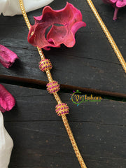 Traditional AD Stone Mogappu Chain-Red -Round 2-G4228