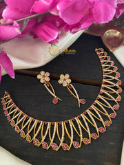 White Red Comet CZ Stone Choker -G2817