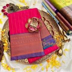 Pink with Purple Silk Saree -Kanchi Silk -VS1561