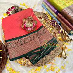Pista Green and Red Kanchi Silk Saree-VS1552