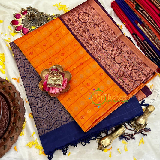 Orange Kattam Butta Silk Saree -Kanchi Silk -VS1566