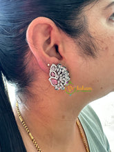 Pastel Pink White Tone American Diamond Stud -G6651