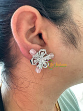 White Tone Mauve American Diamond Stud -G6657