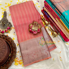 Peach with Silver Border Kanchi Silk -VS1578