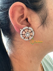 White Tone Soft Brown American Diamond Stud -G6663