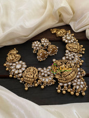 Gold Look Alike Lakshmi Pendant Short Neckpiece-G7710