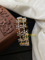 Premium White AD Stone Floral Bangle-G4231