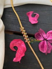 Traditional AD Stone Mogappu Chain-Red White Green- Small Spiral-G4193