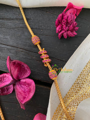 Traditional AD Stone Mogappu Chain-Red-Spiral Kuzhal-G4196