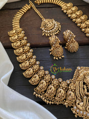 Antique Nakshi Lakshmi Haram-Nagas Neckpiece-White-G7715