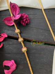 Traditional AD Stone Mogappu Chain-Green White  Red -Round 1-G4202