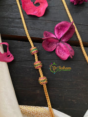 Traditional AD Stone Mogappu Chain-Red Green-Round 1-G4207