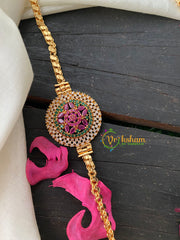 Traditional AD Stone Mogappu Chain-Red White Green-Floral-G4208