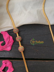 Traditional AD Stone Mogappu Chain-Green Red -Round 1-G4211