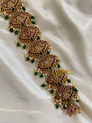 AD Stone Lakshmi Jada Billai-Green Bead and Pearl -G6186