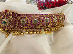 Exquisite Kundan and Kemp Hip Belt -Golden Beds Ghungroo Finish-G3315