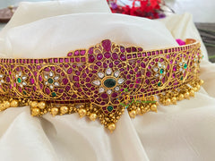 Exquisite Kundan and Kemp Hip Belt -Golden Beds Ghungroo Finish-G3315