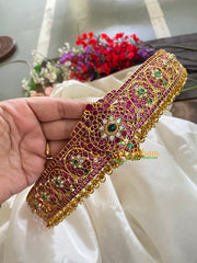 Exquisite Kundan and Kemp Hip Belt -Golden Beds Ghungroo Finish-G3315