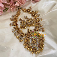 White AD Stone Lakshmi Short Neckpiece-Gold-G5503