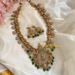 White AD Stone Lakshmi Haram-Green-G5506