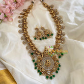 White AD Stone Lakshmi Haram-Green-G5506