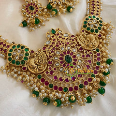 Premium AD Stone Short Neckpiece-Green-G5501