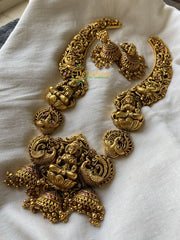 Antique Lakshmi Temple Haram -Intricately designed Lakshmi Neckpiece -G1711